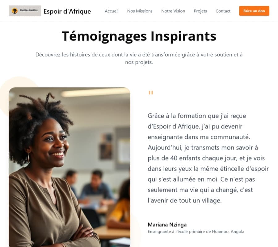 Section Témoignages Inspirants BTHO
