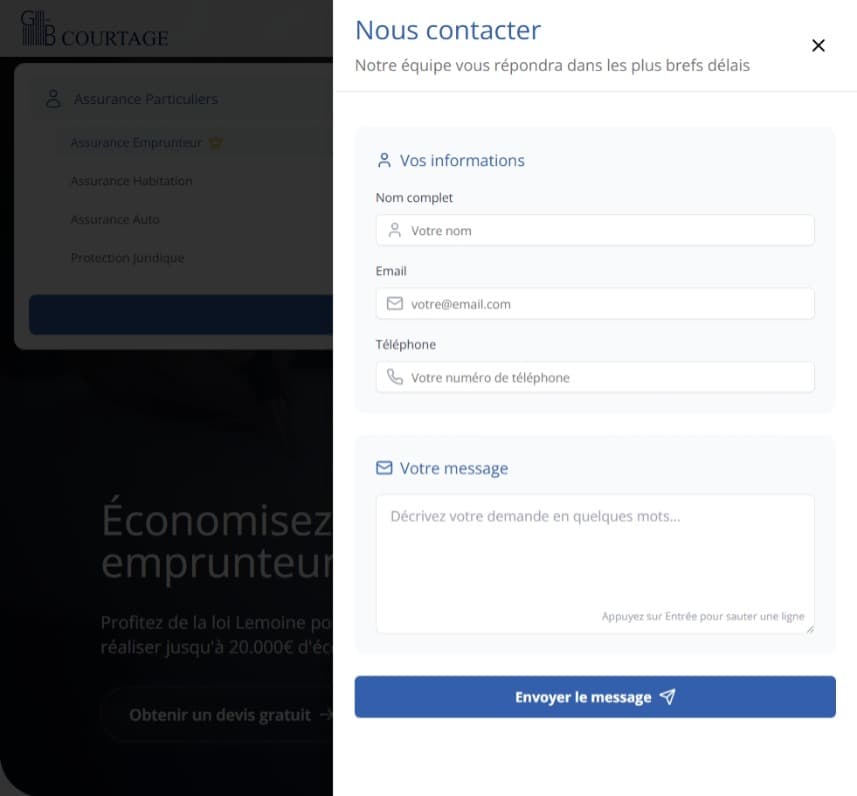 Formulaire de contact GMB Courtage