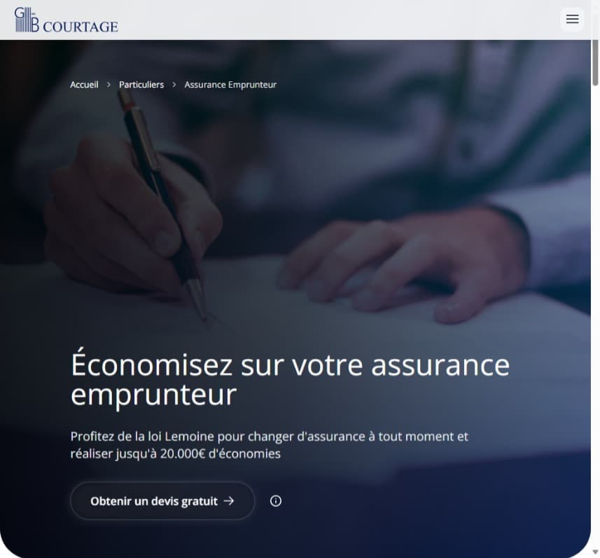 Page Assurance Emprunteur GMB Courtage